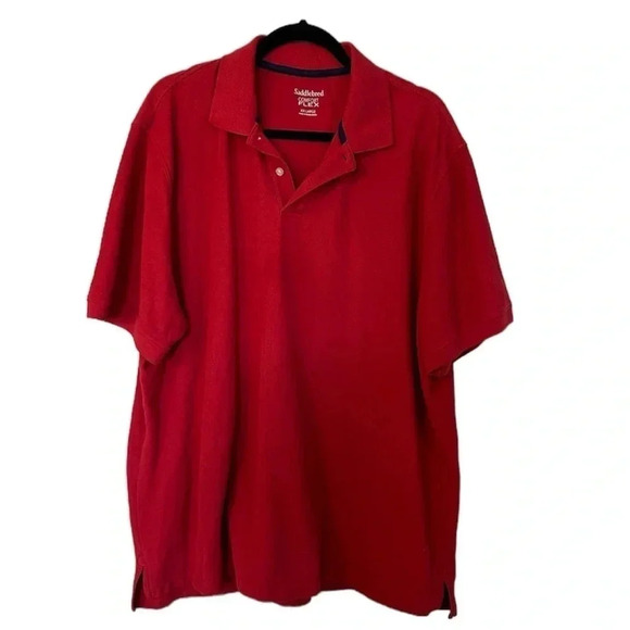 Saddlebred Comfort Flex Men's Short Sleeve Red Cotton/Pique Polo Size XXL GUC - Picture 1 of 7